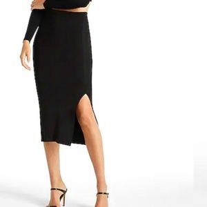 Express Body Contour Side Slit Midi Sweater Pencil Skirt